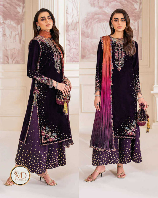 Baroque Purple Velvet with Multi Combination