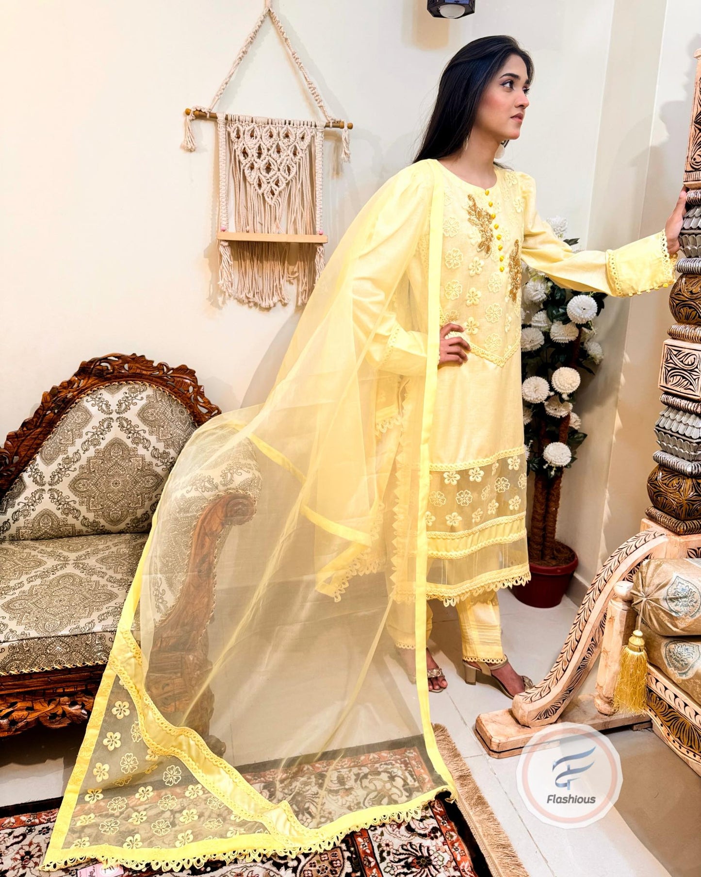 LEMON Lawn & Organza Sensations 3-Piece Ready To Wear