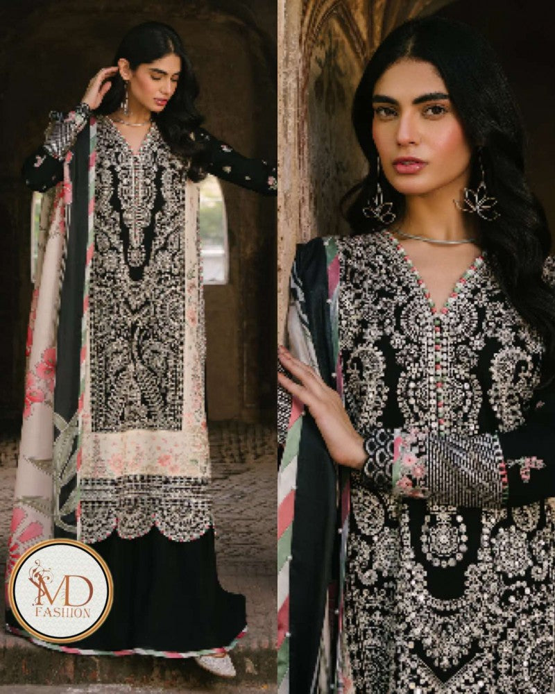 Bin Ilyas Gulaabi Baagh Lawn With Silk Dupatta