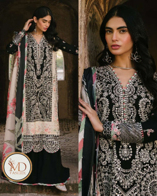 Bin Ilyas Gulaabi Baagh Lawn With Silk Dupatta