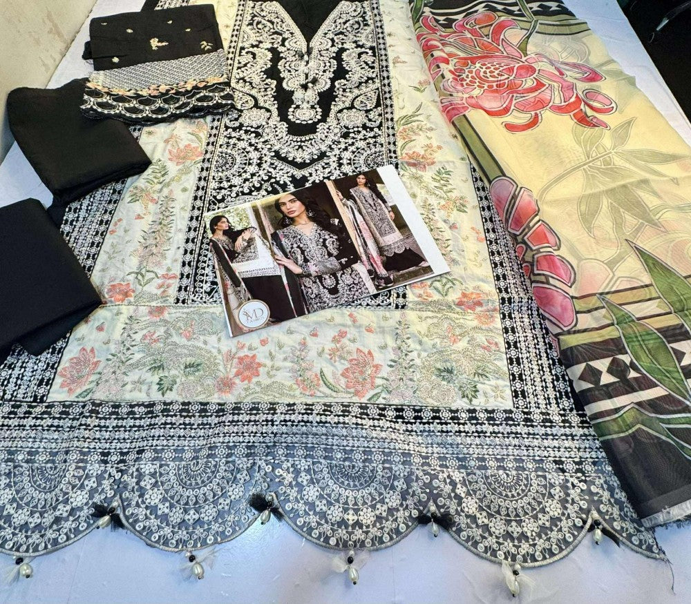 Bin Ilyas Gulaabi Baagh Lawn With Silk Dupatta