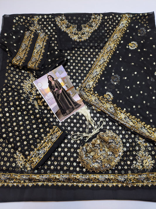 Haris Shakeel Inspired BLACK Bridal Chiffon