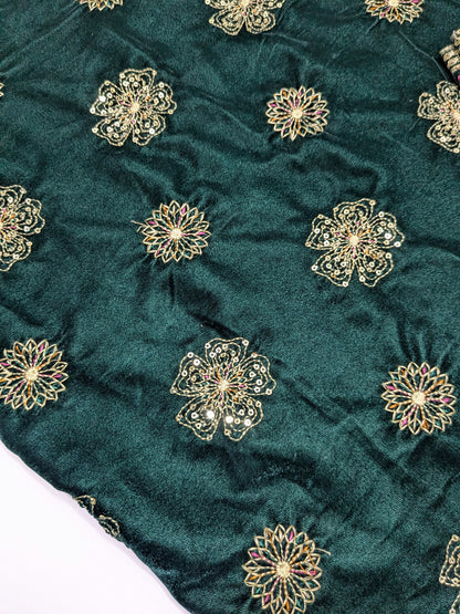 Evergreen Velvet Suit Cutwork Carving Heavy Shawl