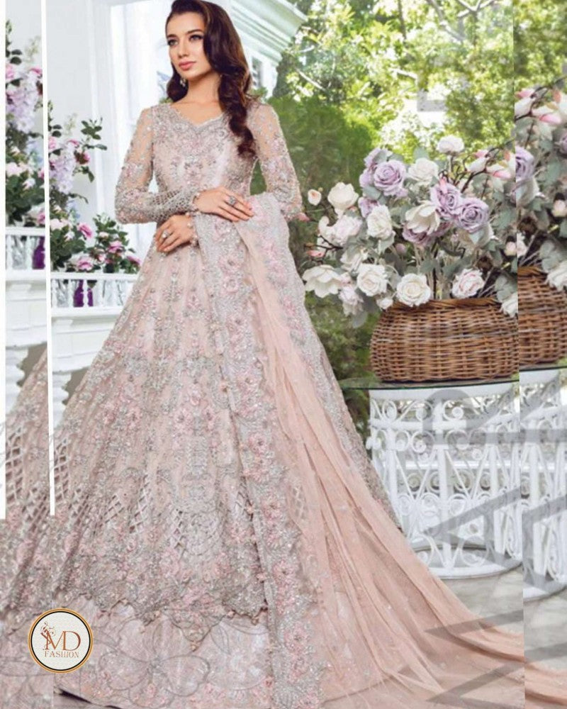 Maria B Couture Peachy Pink Maxi Lahenga Dress