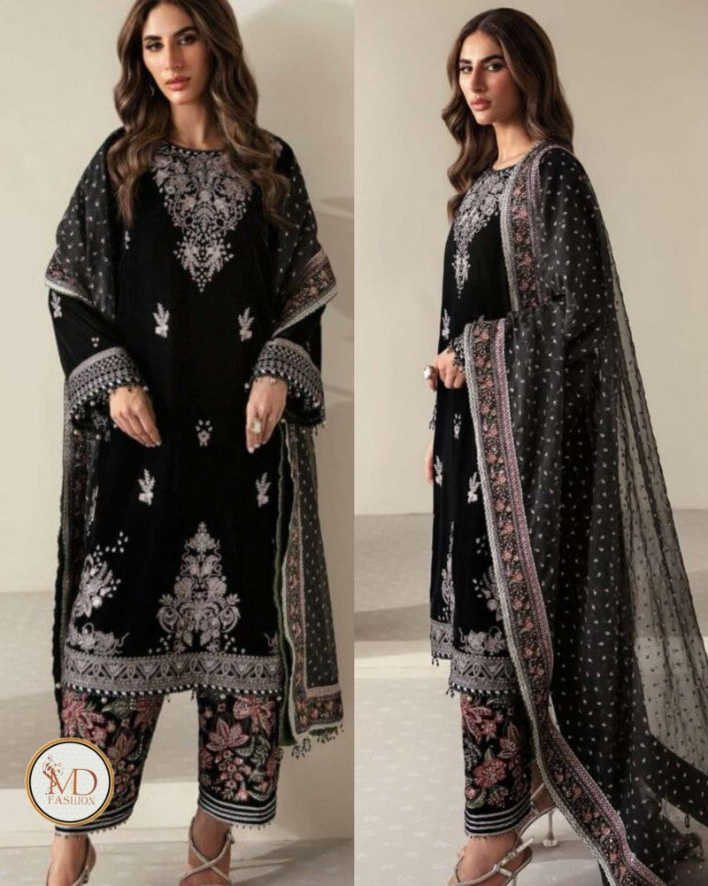 Jazmin Black Velvet Dress Either Embroidered Trouser