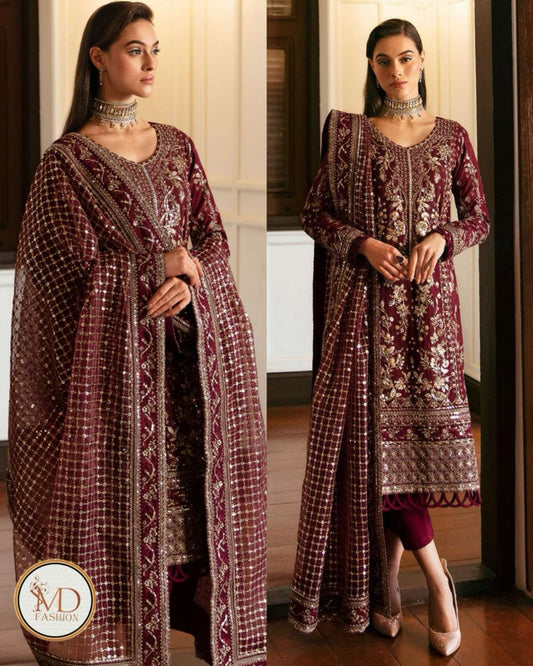 GULAAL VELENTINA Chiffon Maroon Dress
