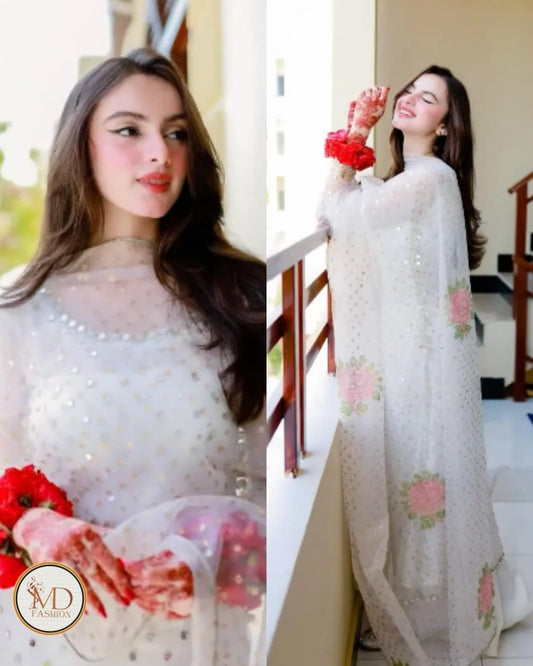 Sheesha Chiffon Outfit With Embroidered Duppata