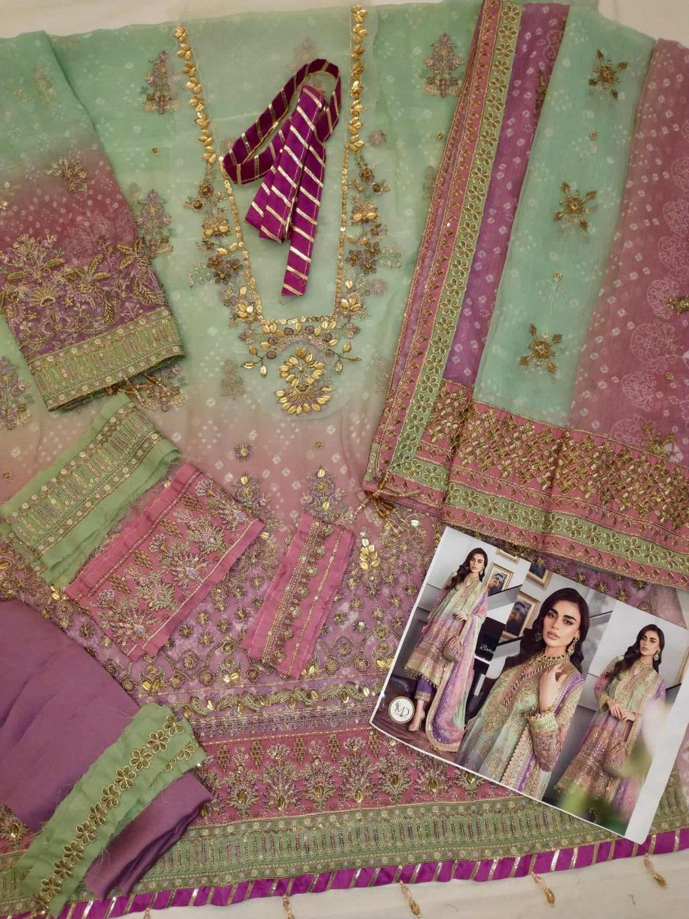 Baroque Chantelle Ombre Chiffon Embroidered Dress