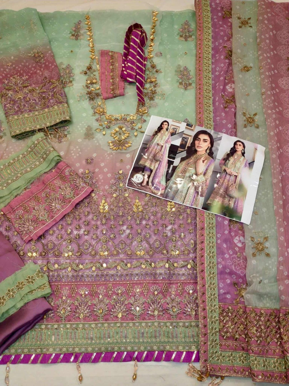 Baroque Chantelle Ombre Chiffon Embroidered Dress