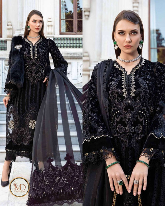 Maria B Velvet Lacer Palachi Black & Gold