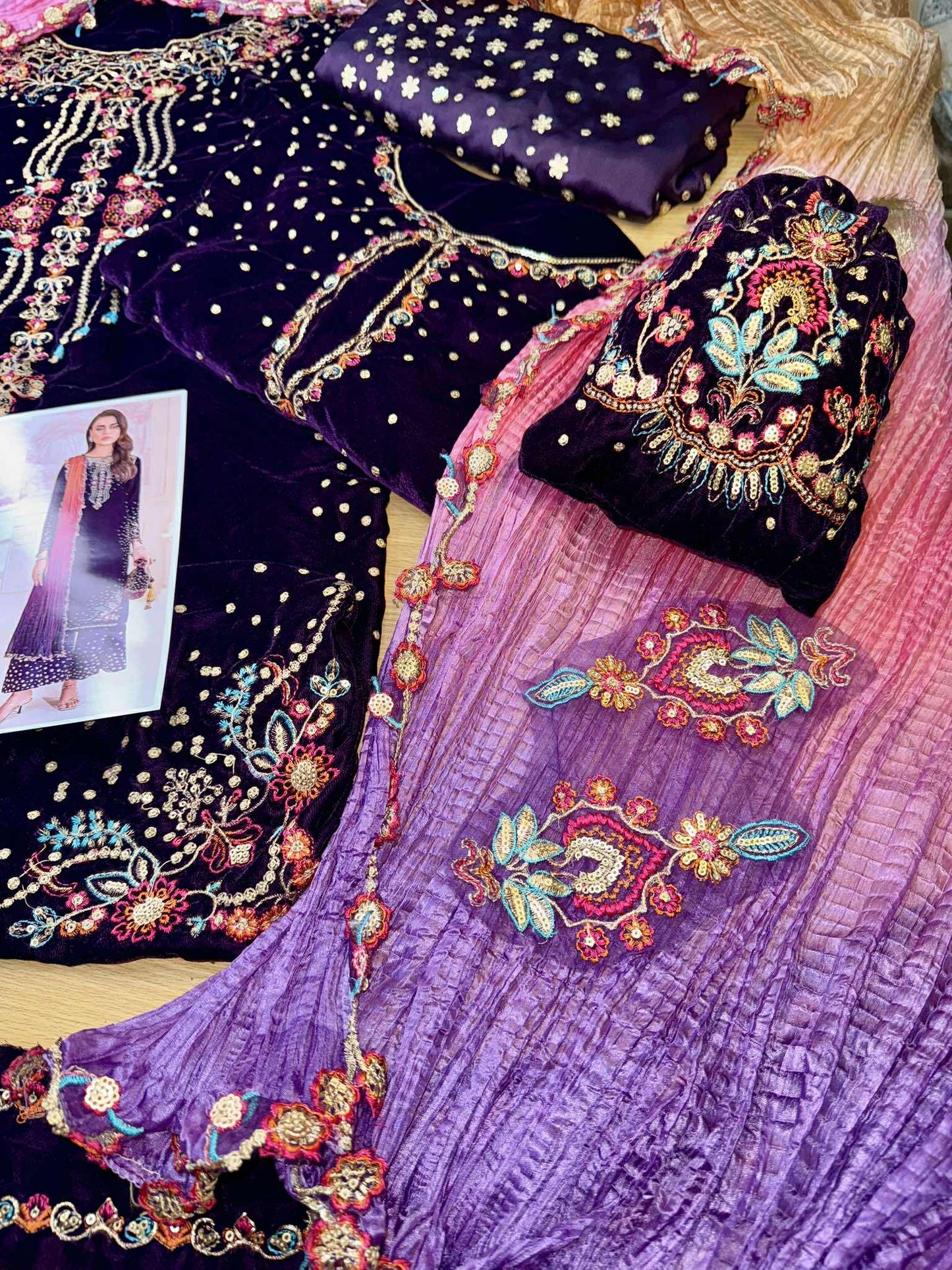 Baroque Purple Velvet with Multi Combination