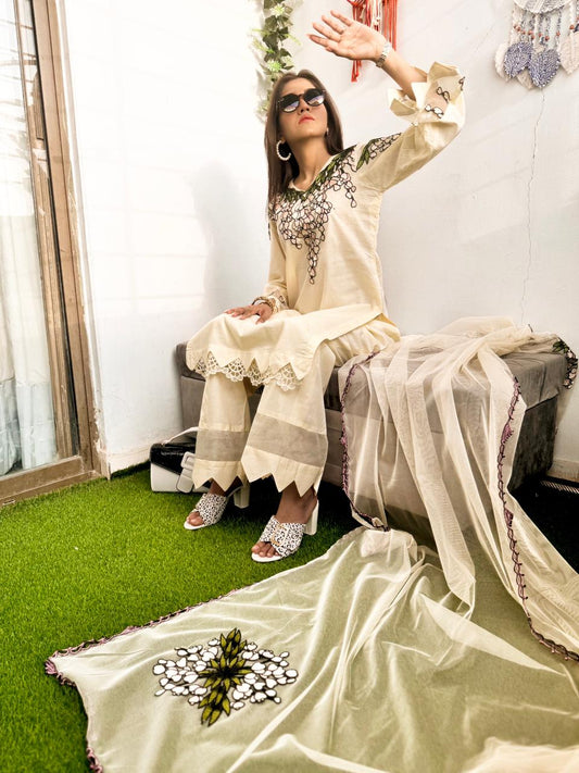 Shaded Drop Stitched Lawn Outfit By Flashious