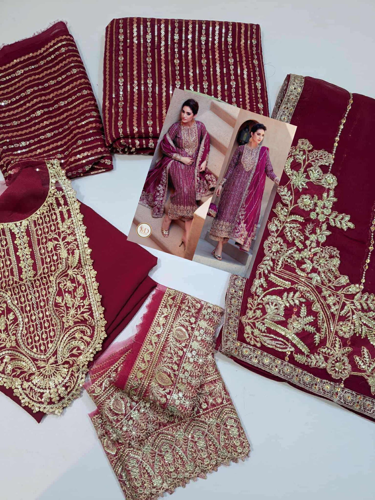 Kanwal Malik Light Plum Amara Chiffon