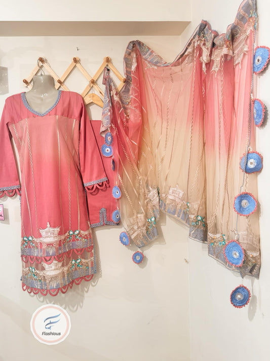 Tea Crystals 3 Piece Complete Stitched Dress