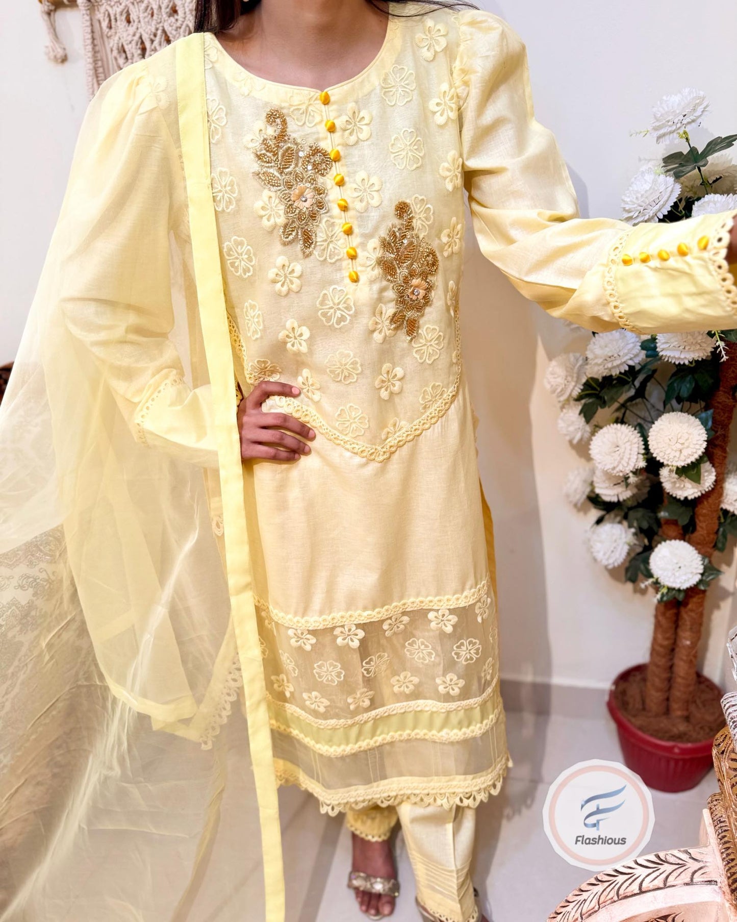 LEMON Lawn & Organza Sensations 3-Piece Ready To Wear