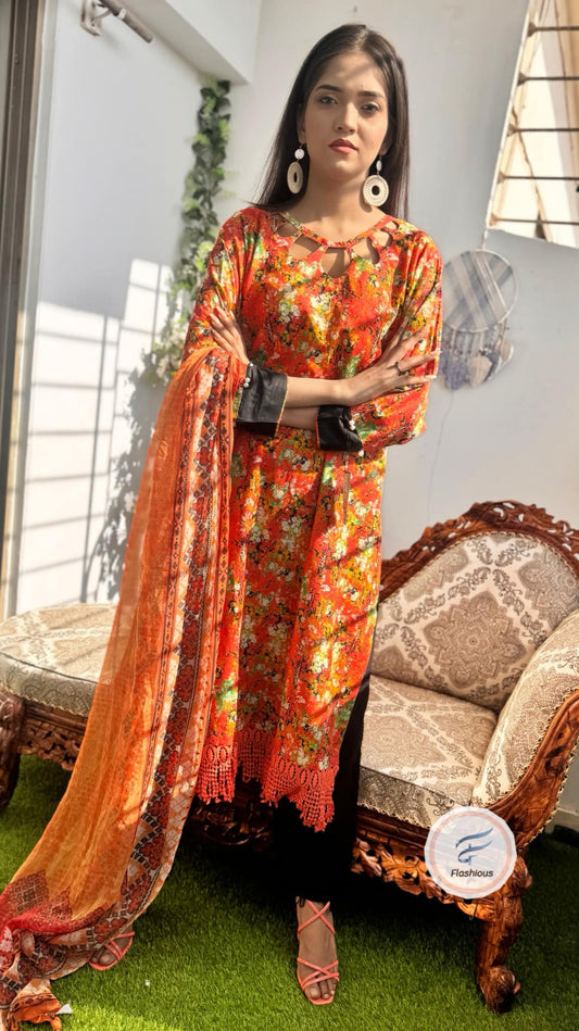 AUTUMN Stitched Printed Lawn 3 Piece Suit