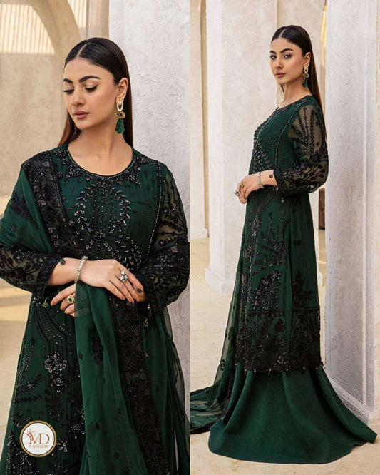Zebtan Green Handwork Chiffon Dress
