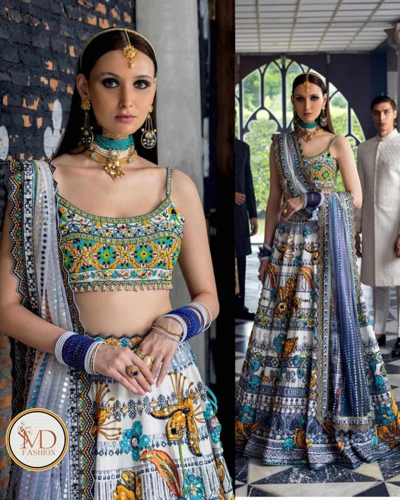 Nomi Ansari Blue Luxurious Silk Dress
