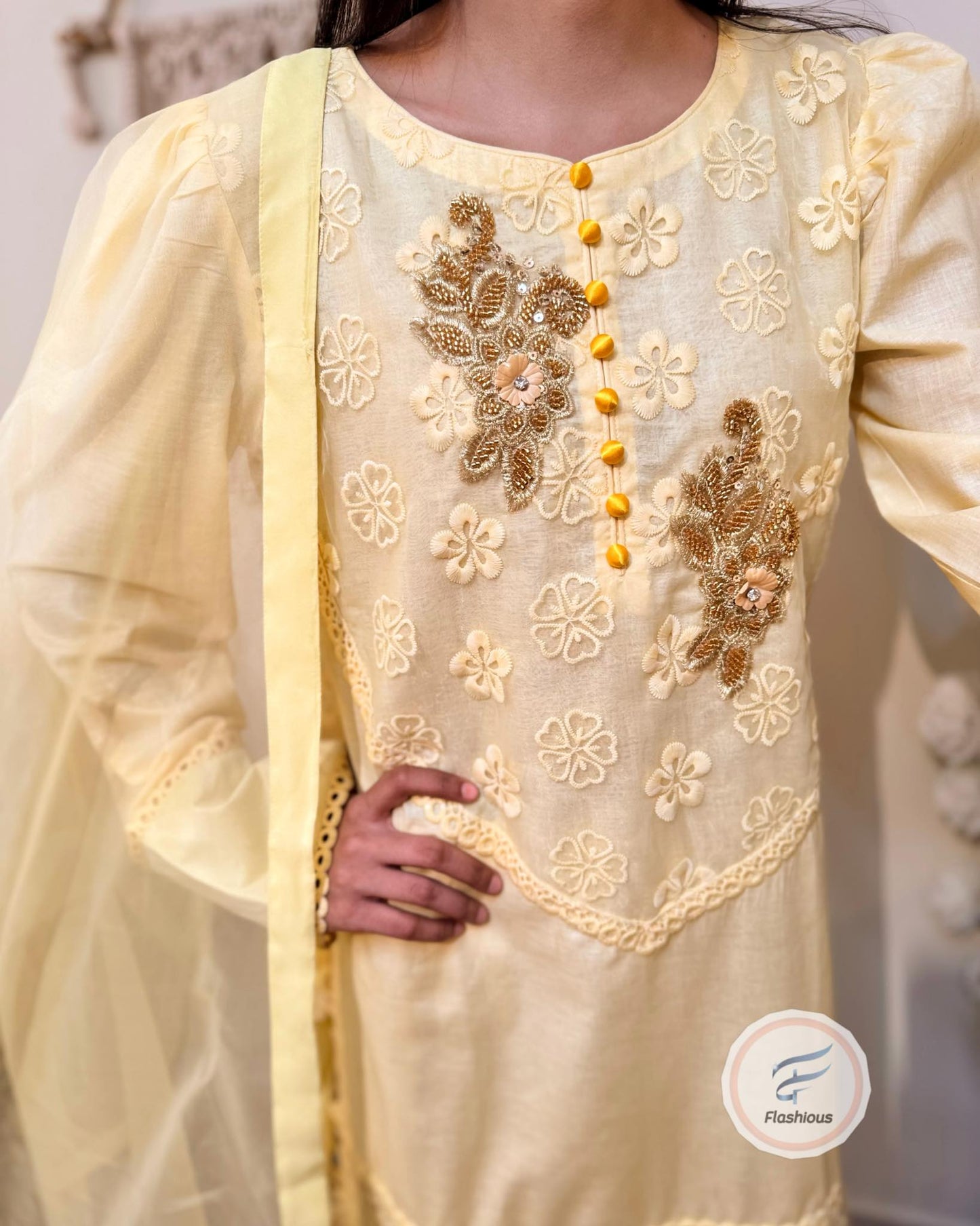 LEMON Lawn & Organza Sensations 3-Piece Ready To Wear