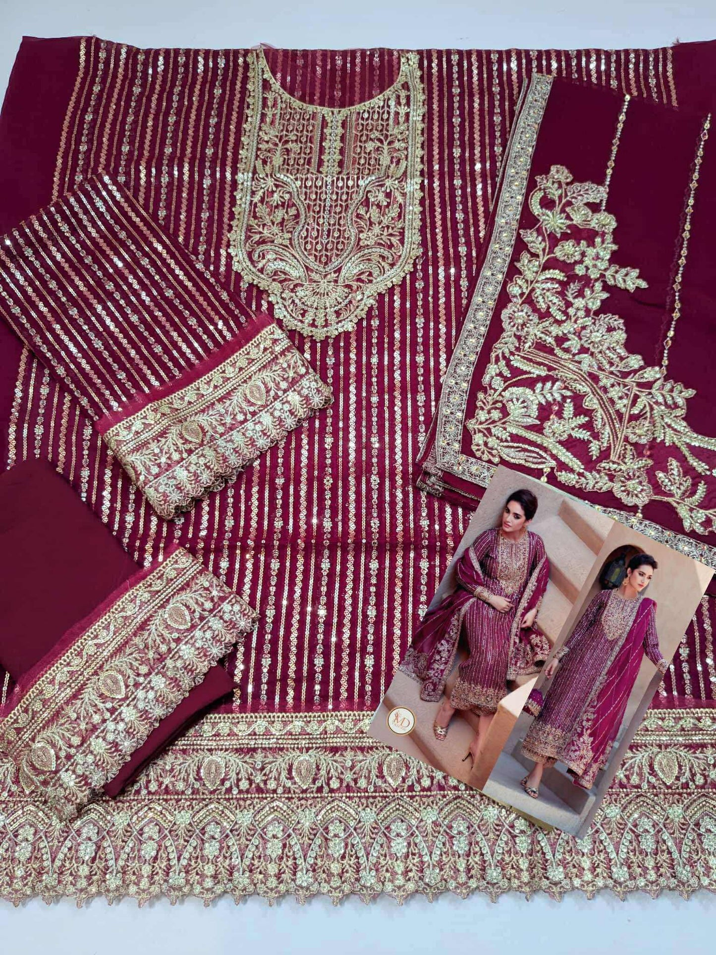 Kanwal Malik Light Plum Amara Chiffon