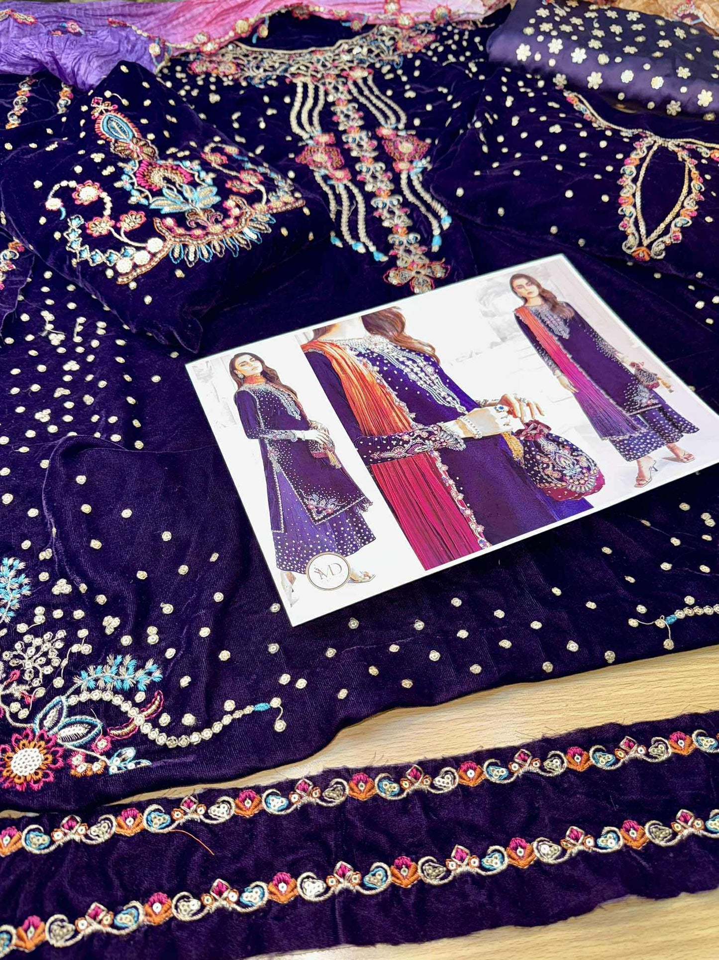 Baroque Purple Velvet with Multi Combination