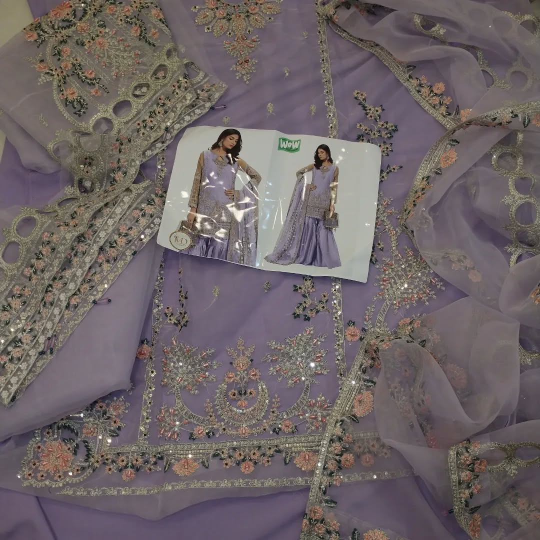 MARIA B LILAC HANDWORK CUTWORK 3PC