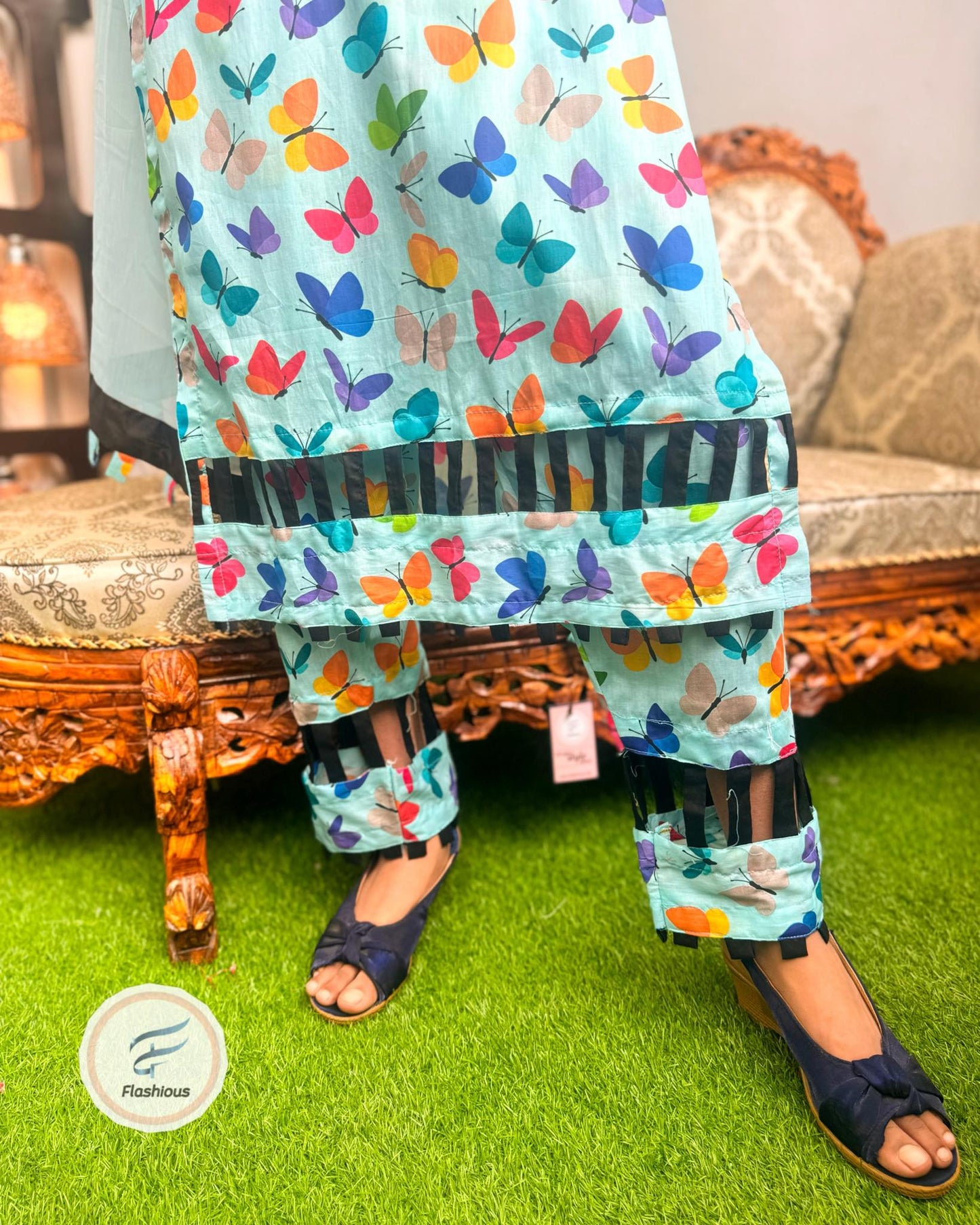 Butterfly In Ocean 3 Piece Complete Stitched Dress