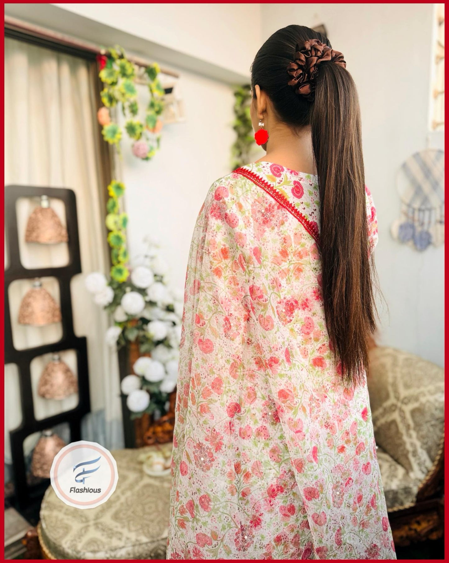 Floral Swiss 3 Piece Stitched Dress