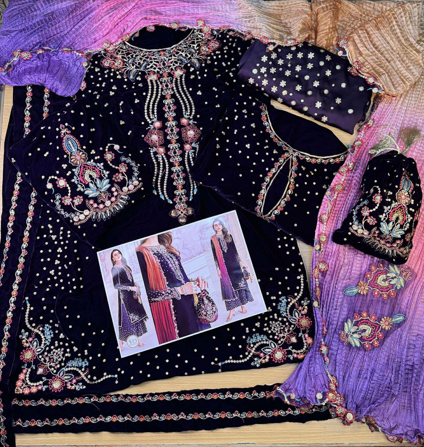 Baroque Purple Velvet with Multi Combination