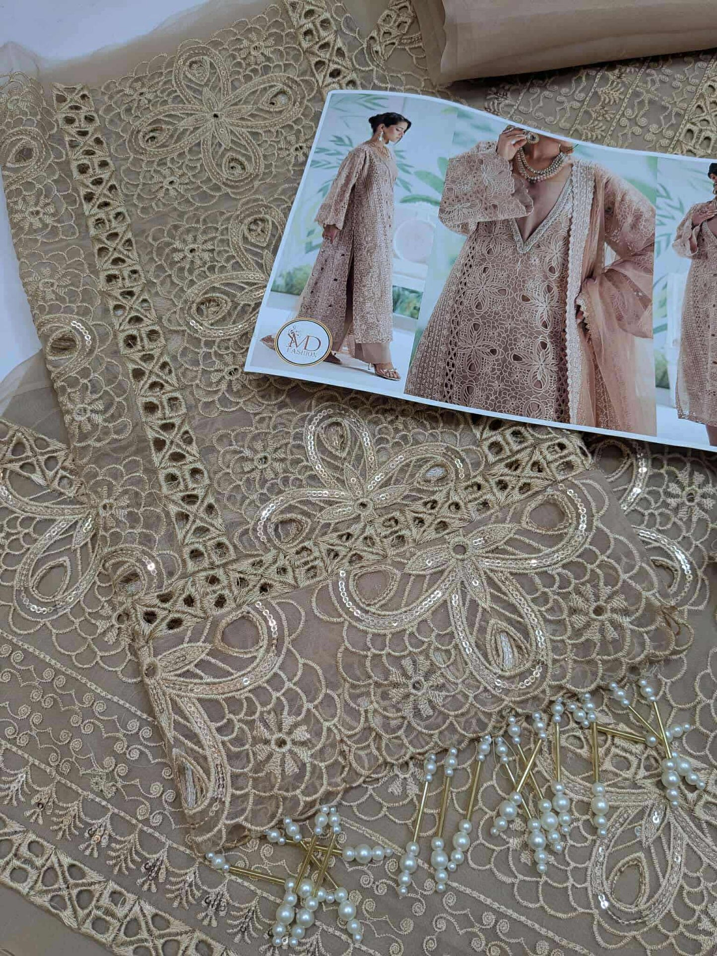 Maryum N Maria Laser Work Detailed Embroidered Dress