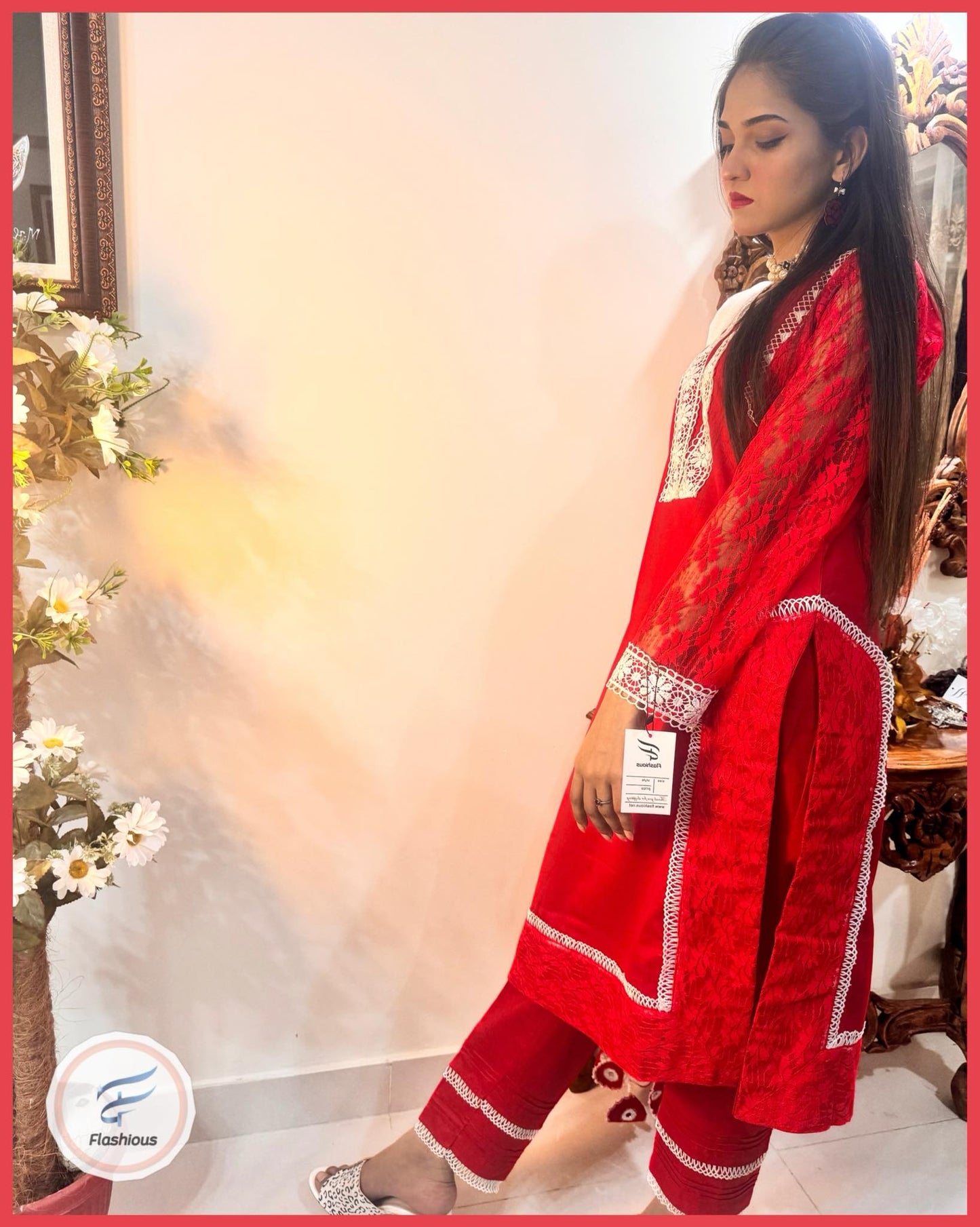 Red Glow 3 Piece Complete Stitched Dress