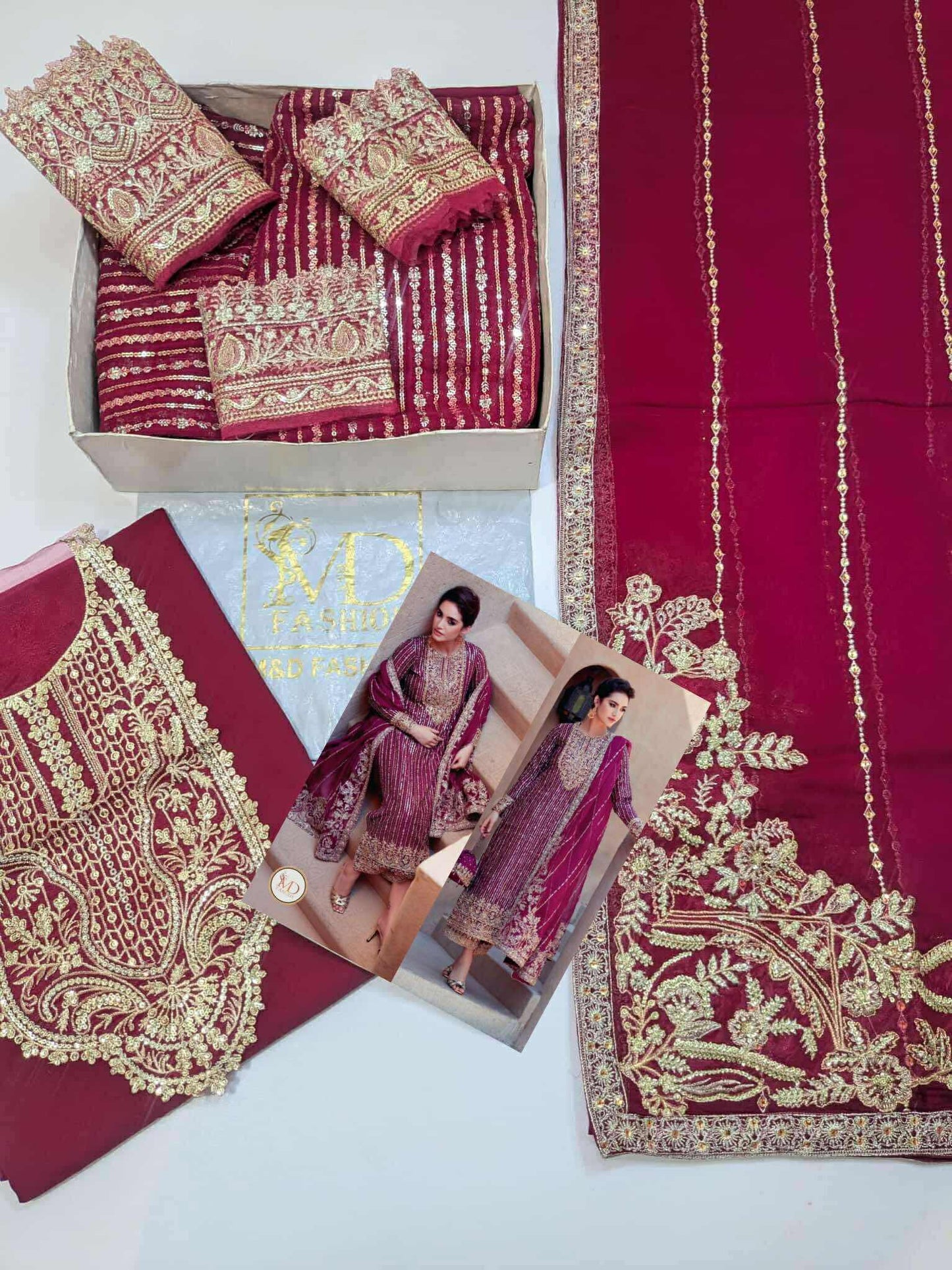 Kanwal Malik Light Plum Amara Chiffon