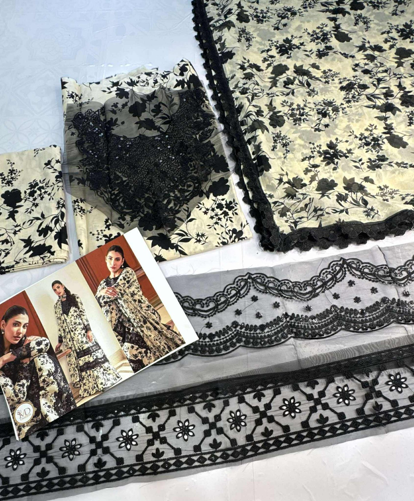 Aneela Lawn black white wear Nazish Jahangir