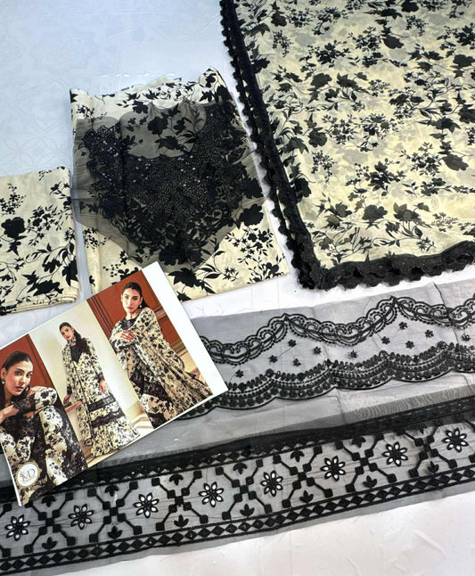 Aneela Lawn black white wear Nazish Jahangir