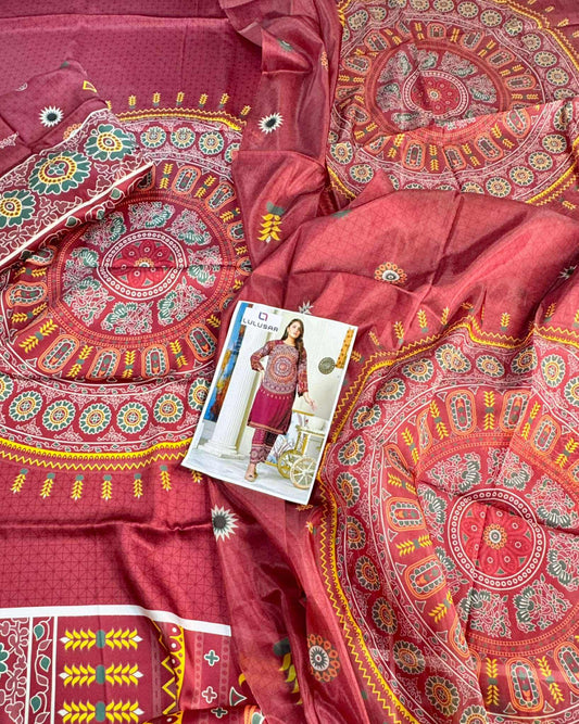 Lulusar Hot Pink Charmuse Silk digital print dress