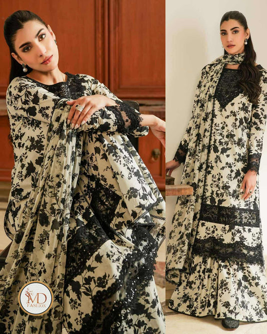 Aneela Lawn black white wear Nazish Jahangir