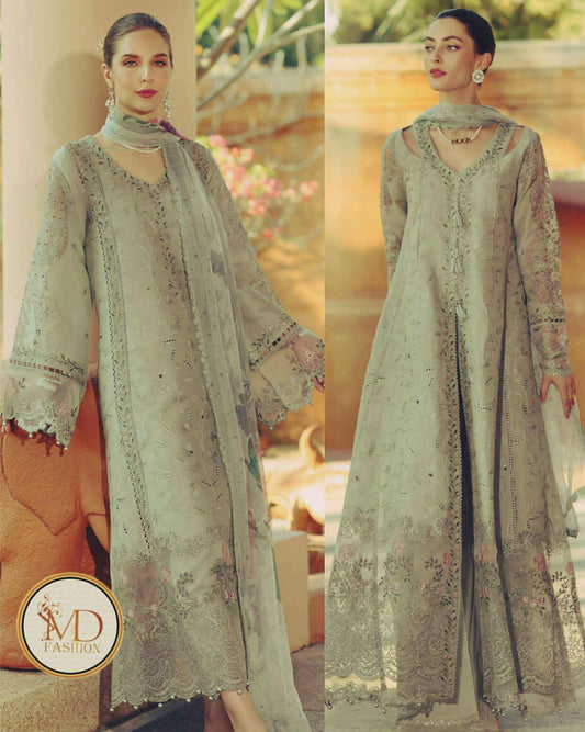 Noor by Saadia Asad Luxury Laserkari Pista green