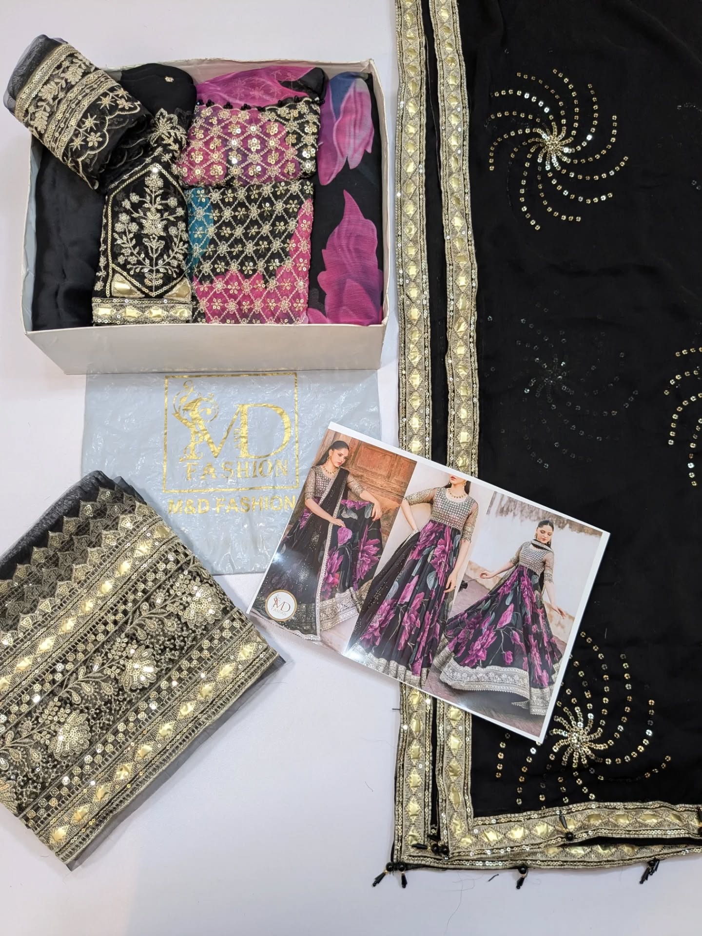 Iznik Embroidered Chiffon Digital Print Maxi Lahenga