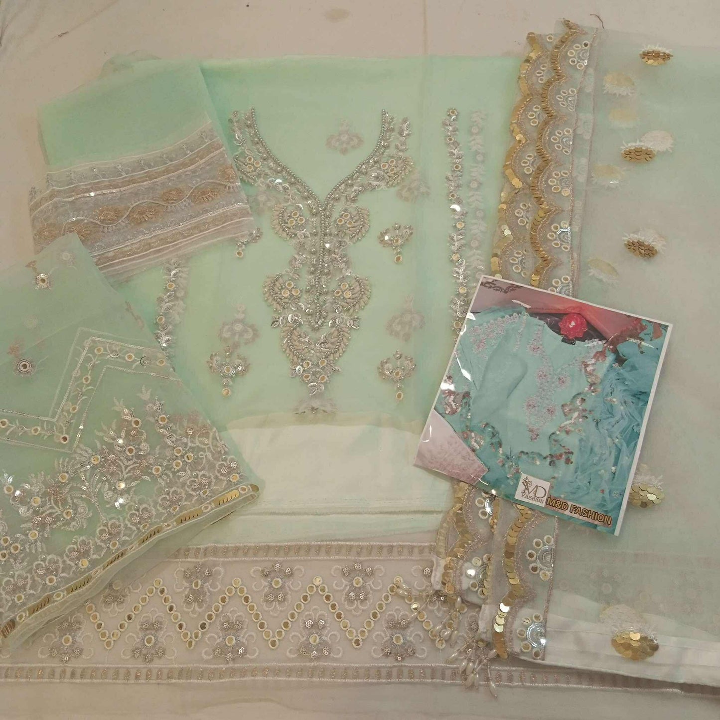 Agha Noor Hand Embelished Organza dress