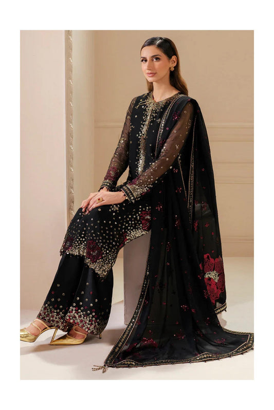 Jazmin Luxury Chiffon black Embroidered dress