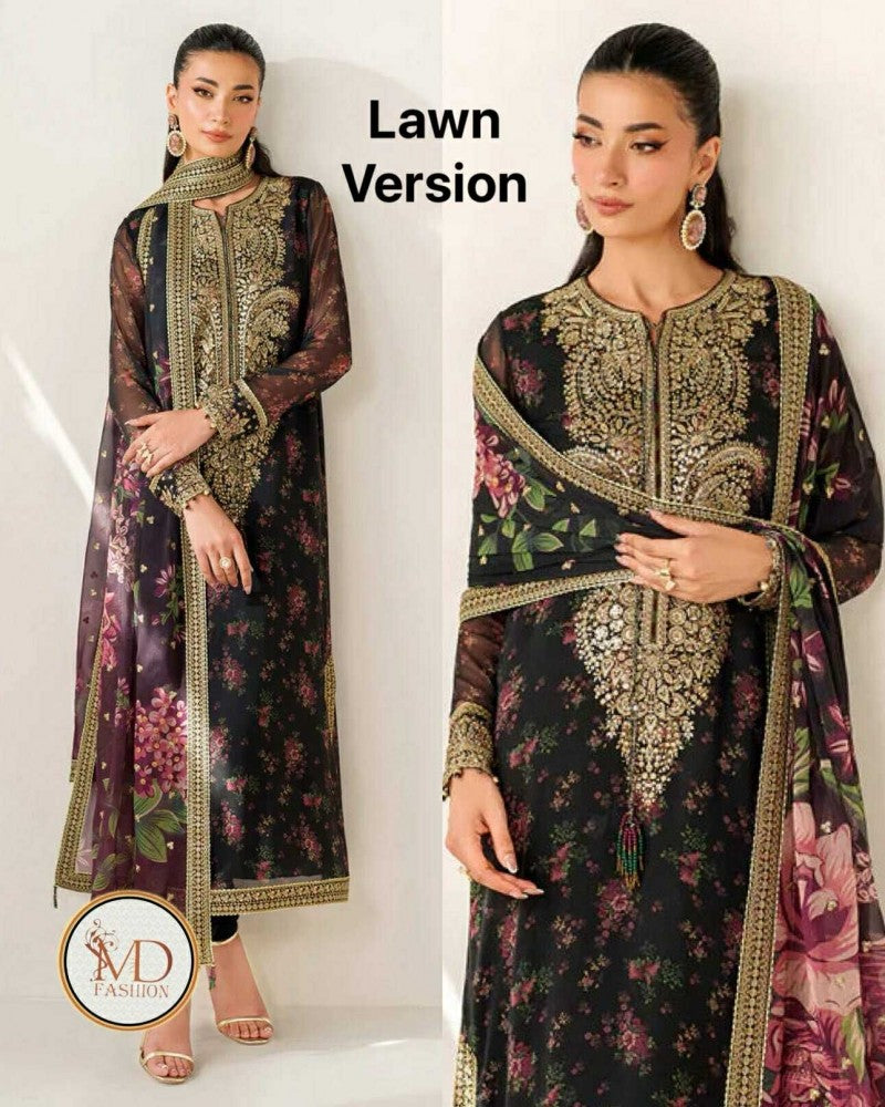 JAZMIN LAWN DIGITAL PRINT WITH EMBROIDERED