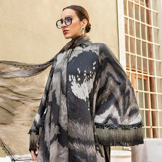 MARIA B KHADDAR GRAY BLACK PRINTED 3PCS