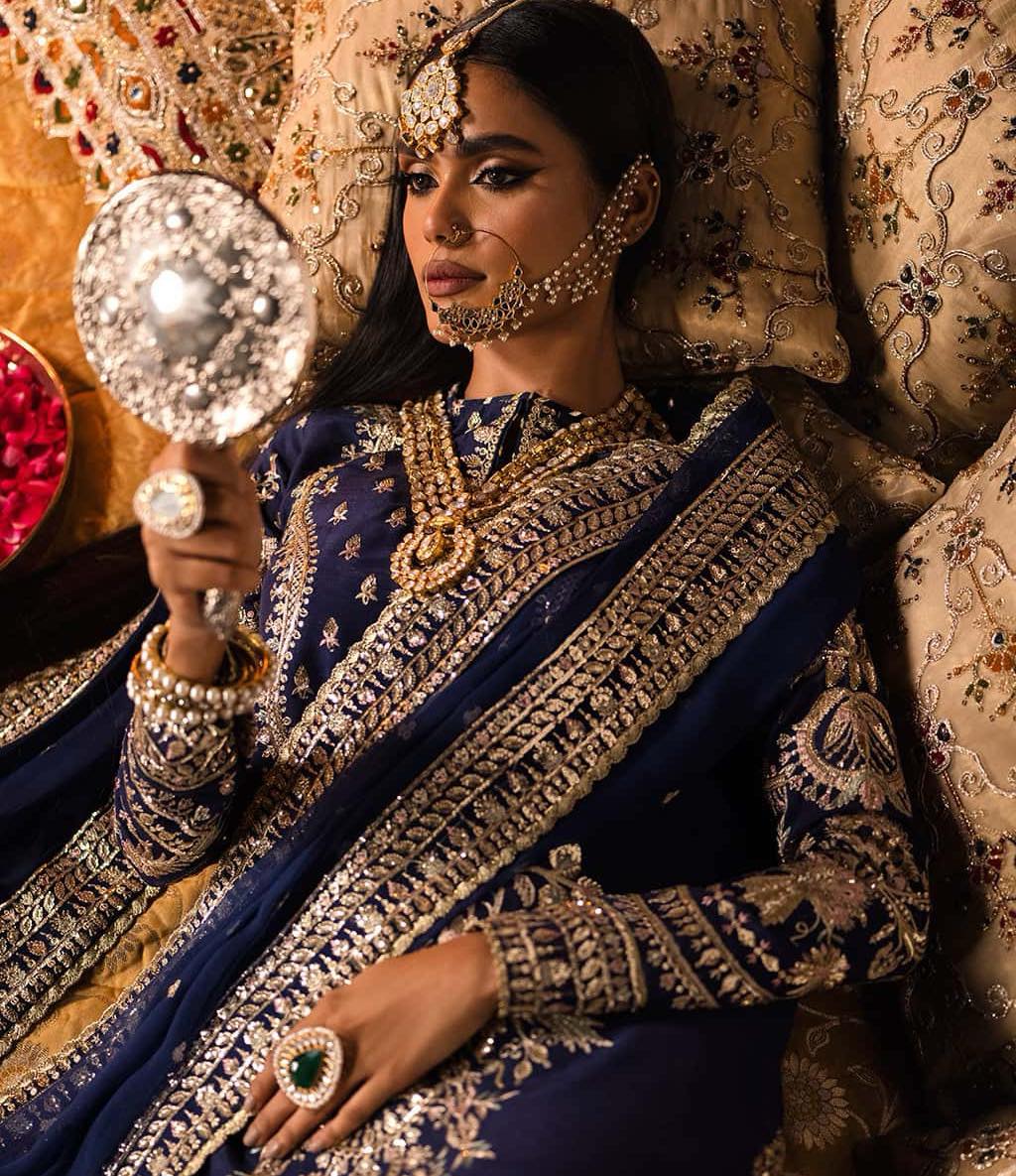 AFROZEH DIVANI MAYA BLUE LUXURIOUS VELVET