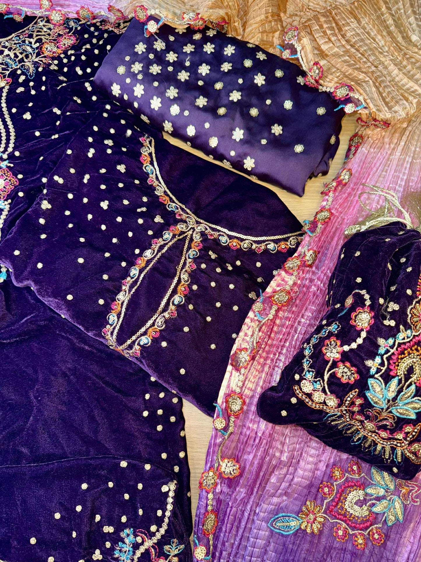 Baroque Purple Velvet with Multi Combination