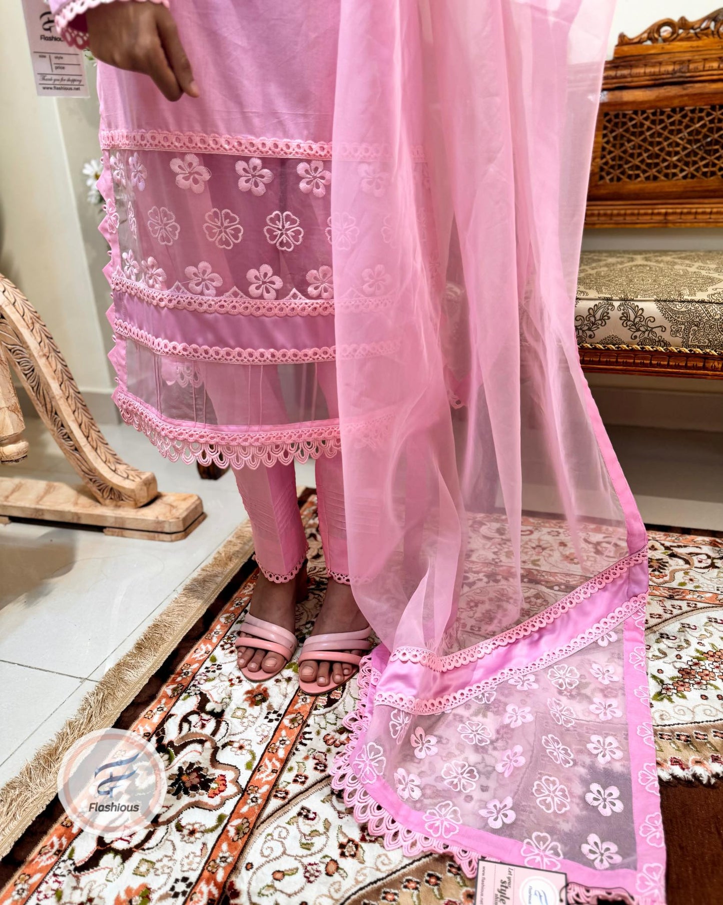 LILAC PINK Lawn & Organza Sensations 3 Piece Ready To Wear