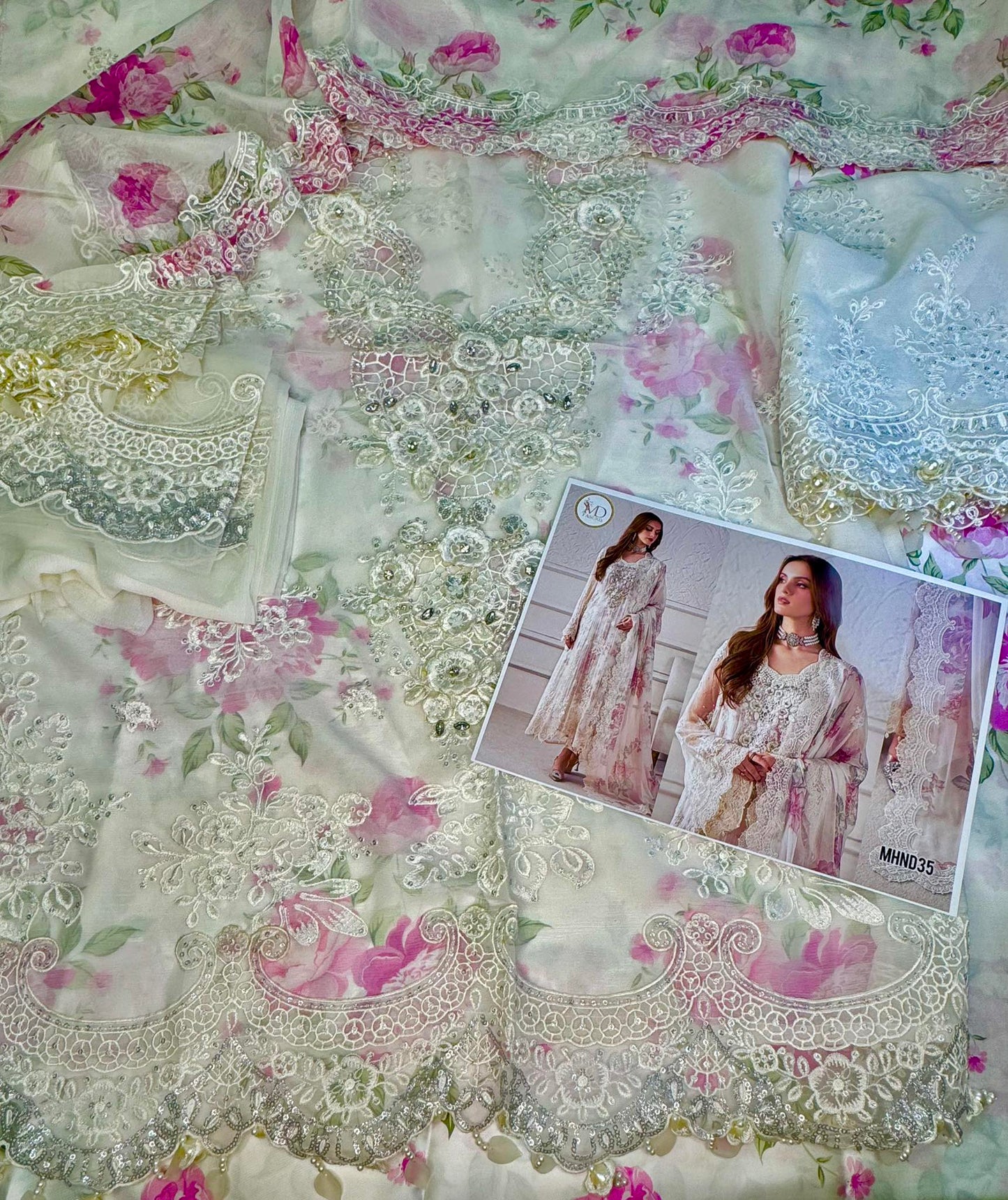 MARIA B WHITE PURE CHIFFON WITH SILK INNER 4PC