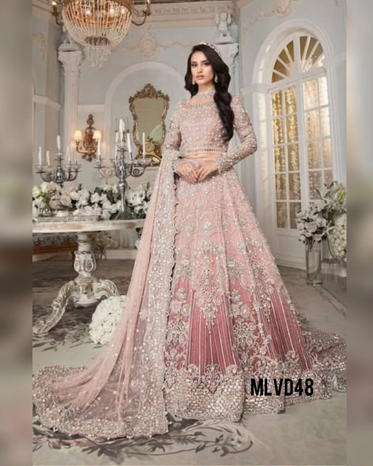 MARIA B peacy pink TYE & DYE NET MAXI MLVD48