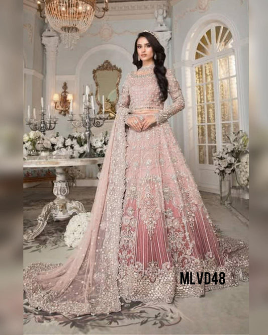 MARIA B peacy pink TYE & DYE NET MAXI MLVD48