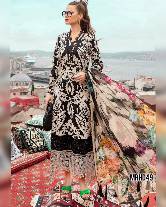 MARIA B 7B LAWN WITH CHIFFON DUPPATA UNSTICH