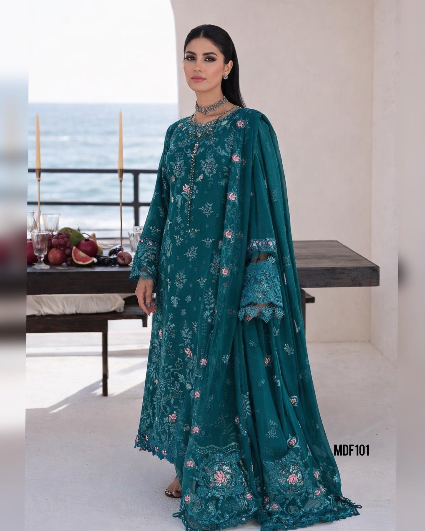 QLAMKAR ZINC BLUE 2026 LUXURIOUS LAWN WITH ATTRACTIVE DUPPATA